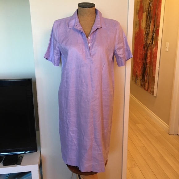 Med Simons Linen Shirtdress cotton lined pullover. Fits to 8. - Picture 1 of 9